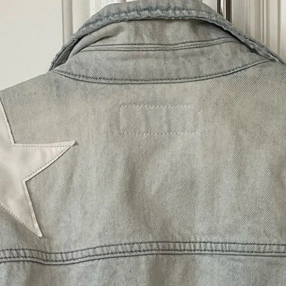Blank NCY Casual Encounter White Star light wash Denim Jean Jacket trucker sz L - Picture 7 of 14